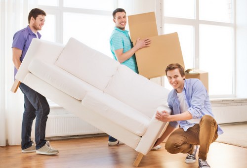 Household move from a terrace home in a busy area
